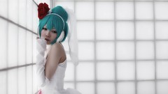Woman cosplay vocaloid hatsune