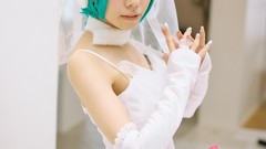 Woman cosplay vocaloid hatsune