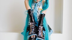 Woman cosplay vocaloid hatsune
