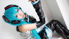 Woman cosplay vocaloid hatsune