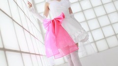 Woman cosplay vocaloid hatsune