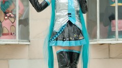 Woman cosplay vocaloid hatsune