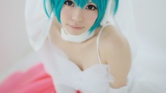 Woman cosplay vocaloid hatsune