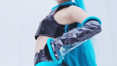 Woman cosplay vocaloid hatsune