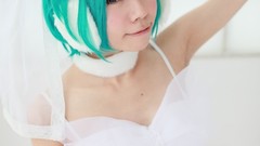 Woman cosplay vocaloid hatsune