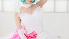 Woman cosplay vocaloid hatsune