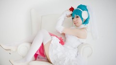 Woman cosplay vocaloid hatsune