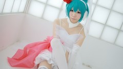 Woman cosplay vocaloid hatsune