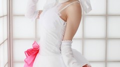 Woman cosplay vocaloid hatsune