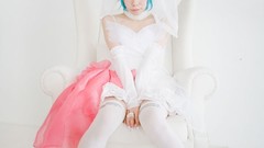 Woman cosplay vocaloid hatsune