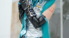 Woman cosplay vocaloid hatsune