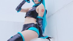 Woman cosplay vocaloid hatsune