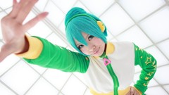 Woman cosplay vocaloid hatsune