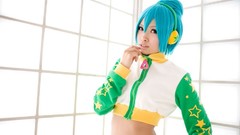 Woman cosplay vocaloid hatsune