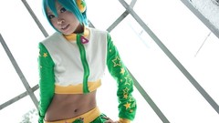 Woman cosplay vocaloid hatsune