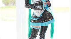 Woman cosplay vocaloid hatsune