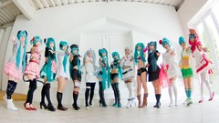 Woman cosplay vocaloid hatsune