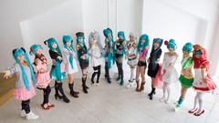 Woman cosplay vocaloid hatsune