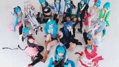 Woman cosplay vocaloid hatsune
