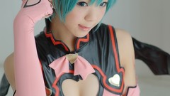 Woman cosplay vocaloid hatsune