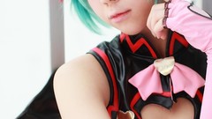 Woman cosplay vocaloid hatsune