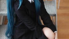 Woman cosplay vocaloid hatsune