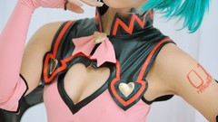 Woman cosplay vocaloid hatsune