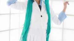 Woman cosplay vocaloid hatsune