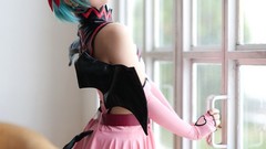 Woman cosplay vocaloid hatsune