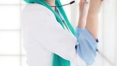 Woman cosplay vocaloid hatsune
