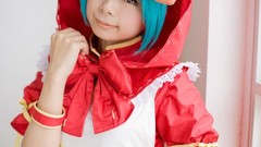 Woman cosplay vocaloid hatsune