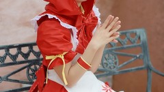 Woman cosplay vocaloid hatsune