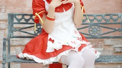 Woman cosplay vocaloid hatsune