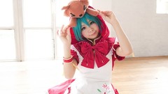 Woman cosplay vocaloid hatsune