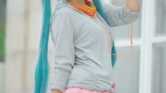 Woman cosplay vocaloid hatsune