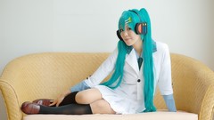 Woman cosplay vocaloid hatsune