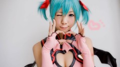 Woman cosplay vocaloid hatsune