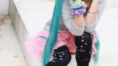 Woman cosplay vocaloid hatsune