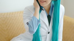 Woman cosplay vocaloid hatsune