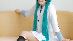 Woman cosplay vocaloid hatsune