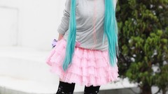 Woman cosplay vocaloid hatsune