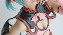 Woman cosplay vocaloid hatsune