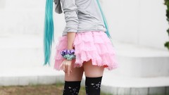 Woman cosplay vocaloid hatsune