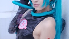 Woman cosplay vocaloid hatsune