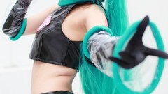 Woman cosplay vocaloid hatsune