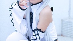 Woman cosplay vocaloid hatsune