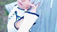 Woman cosplay vocaloid hatsune