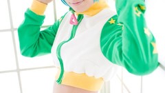 Woman cosplay vocaloid hatsune