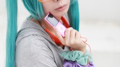 Woman cosplay vocaloid hatsune
