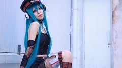 Woman cosplay vocaloid hatsune